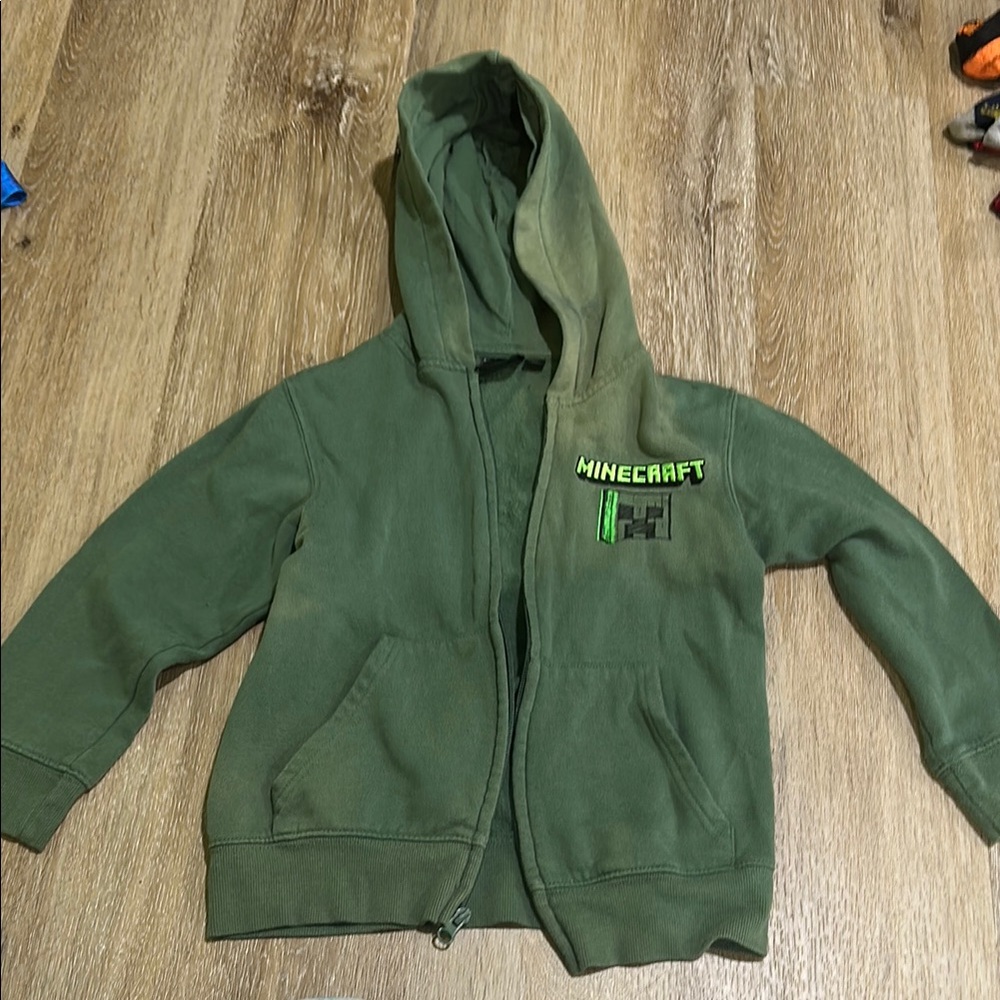 Kids Green Hoodie marbled green - Minecraft small